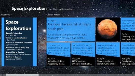 Space Exploration App For Windows 8
