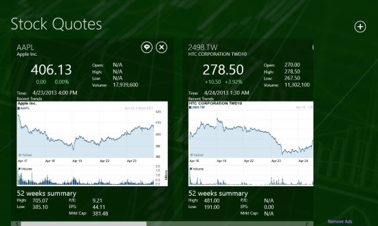 Stock Quotes App For Windows 8
