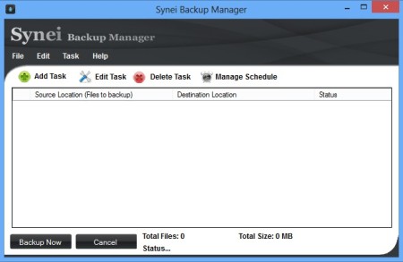 Synei Backup Manager default window