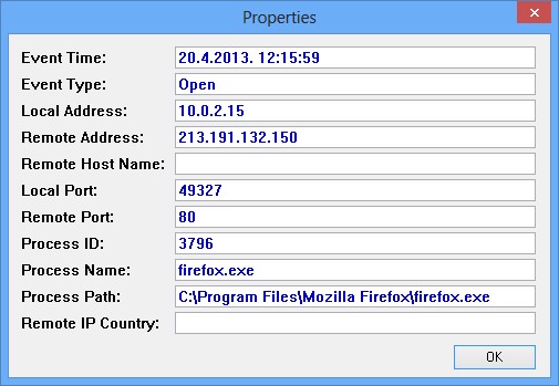TcpLogView TCP connection info