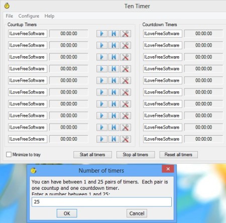 Ten Timer labels number of timers