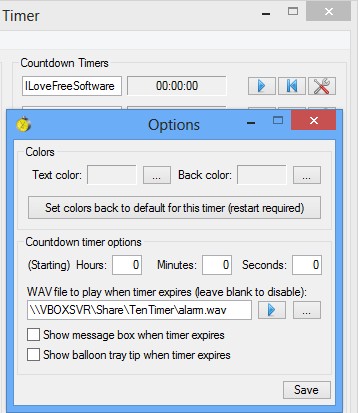 Ten Timer settings