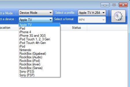 UNI Video Converter output format settings