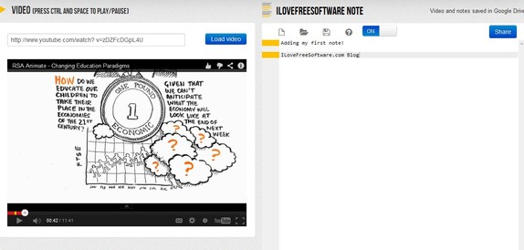 VideoNot es playing video note taking