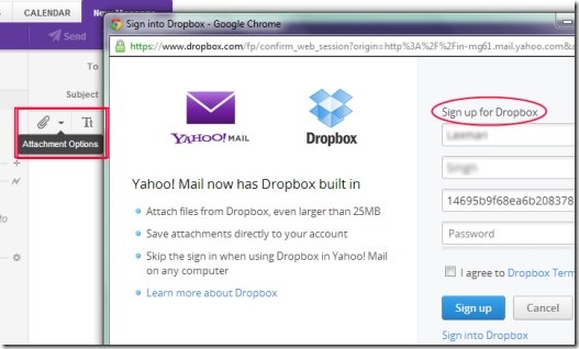Yahoo Mail integrated Dropbox 01