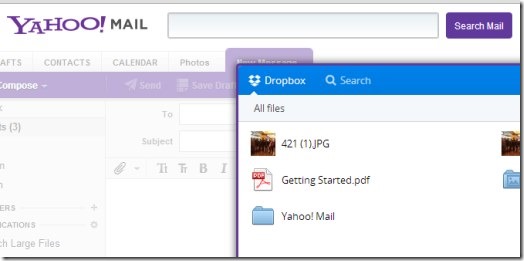 Yahoo Mail integrated Dropbox 02