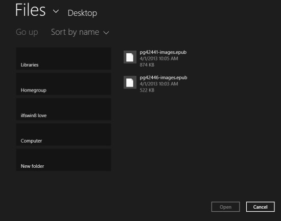 add epub files to epub reader for Windows 8