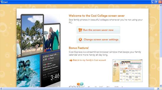 cozi collage screensaver interface