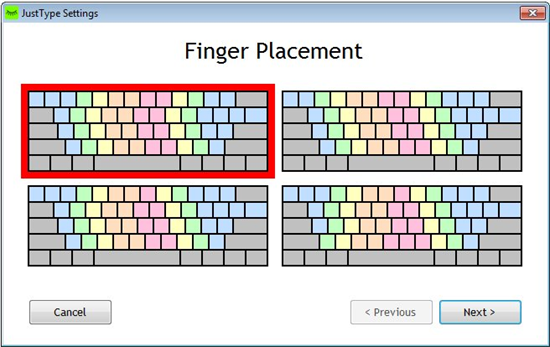 just type finger placement