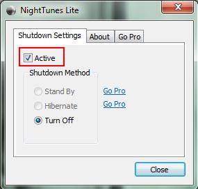 nighttunes turn off activate