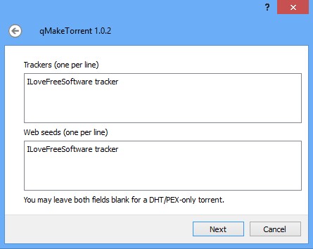 qMakeTorrent adding trackers