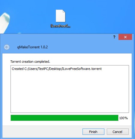 qMakeTorrent torrent created