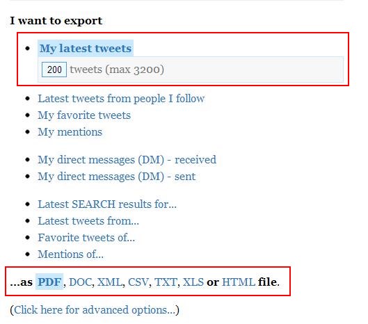 twdocs export options