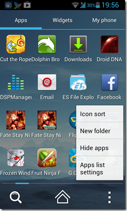 91 launcher app menu