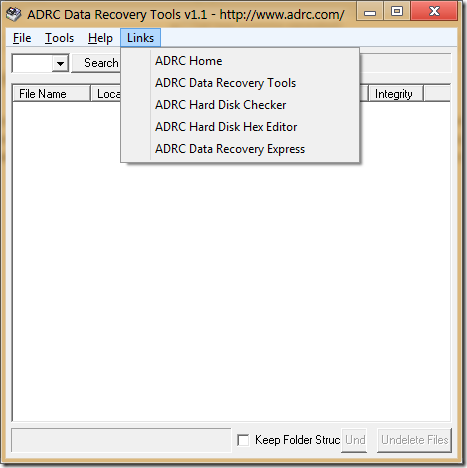 ADRC Links menu
