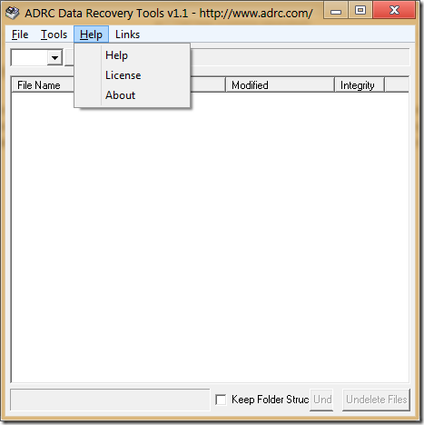 ADRC help menu