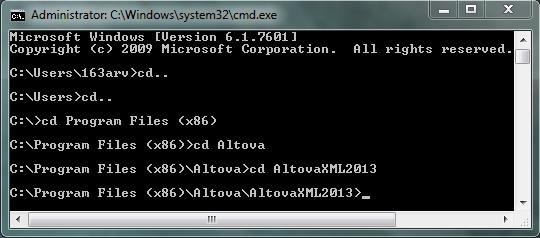 AltovaXML communitu edition command prompt