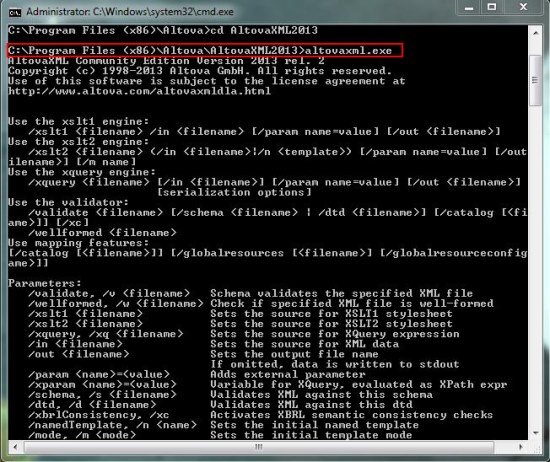 AltovaXML communitu edition execution