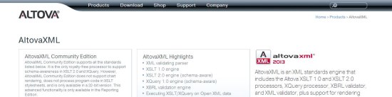 AltovaXML communitu edition interface