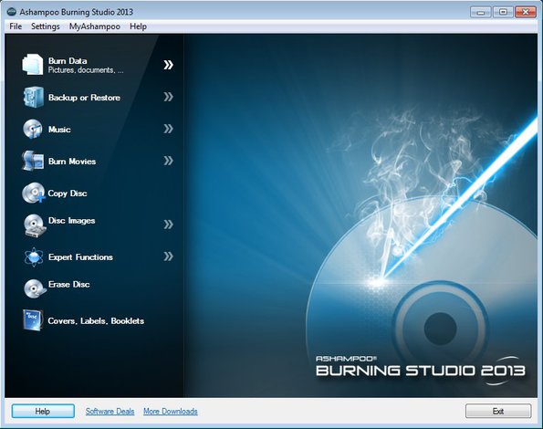 Ashampoo Burning Studio default window