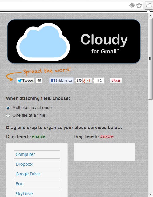 Cloudy for Gmail default window