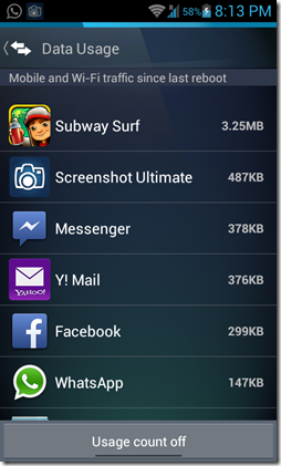 Data usage