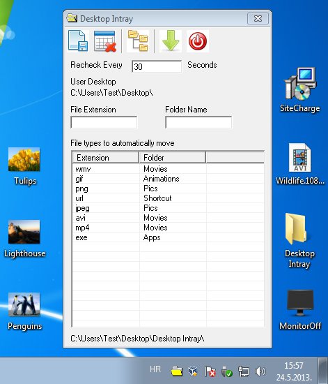 Desktop Intray adding file types