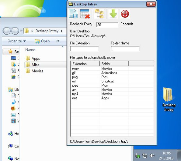 Desktop Intray files sorted
