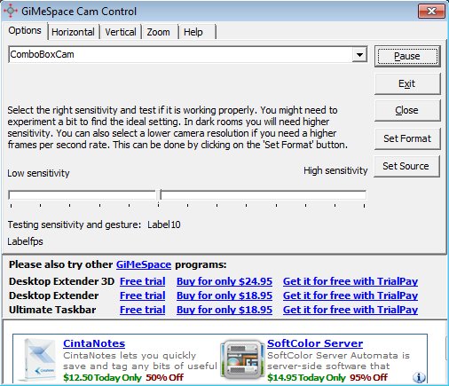 GiMiSpace Cam Control default window