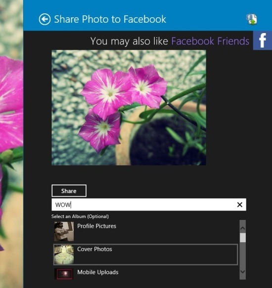 How Share Photo To Facebook In Windows 8