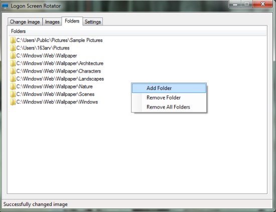 Logon Screen Rotator add folder