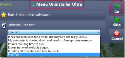 Menu Uninstaller Ultra 01 programs uninstaller