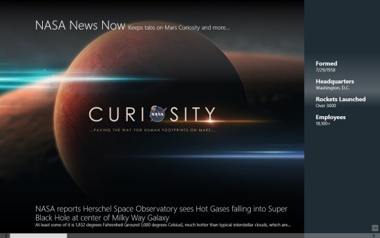 NASA News App For Windows 8