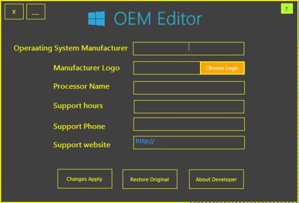 OEM Editor default window