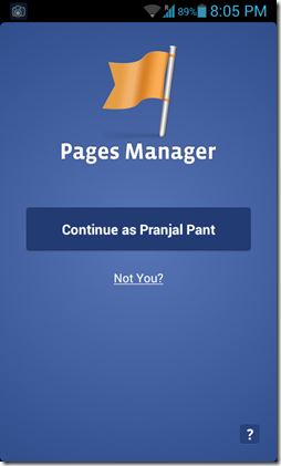 Pages manager login page