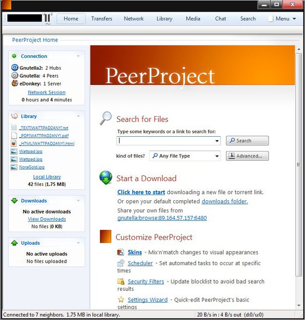PeerProject default window