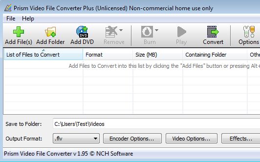 Prism Video File Converter default window