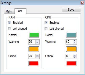 RAM CPU Taskbar adjusting colors