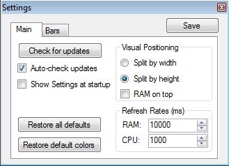RAM CPU Taskbar default window