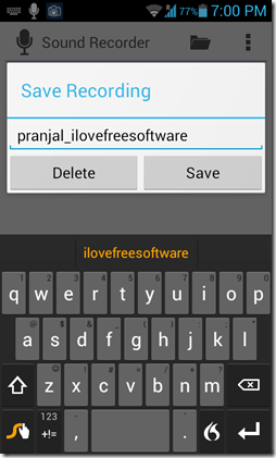 Save recording