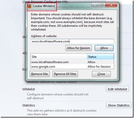 Self Destructing Cookies 03 automatically delete cookies