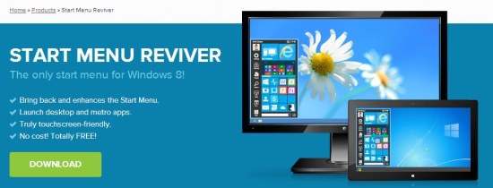 Start Menu Reviver interface