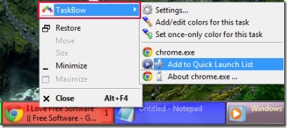 TaskBow 04 customize Windows taskbar