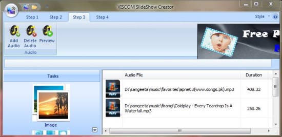 VISCOM Photo Slideshow Creator audio