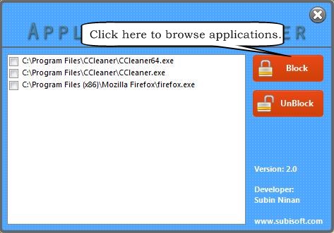 application blocker browse applications