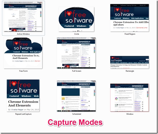 captureitplus capture modes