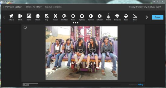 fly photo editor interface