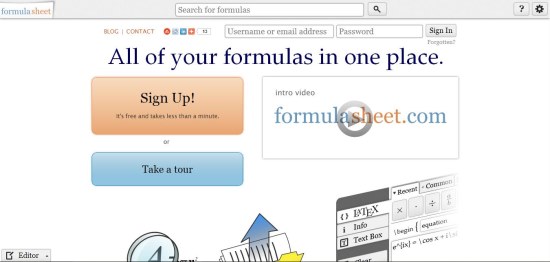 formulasheet interface