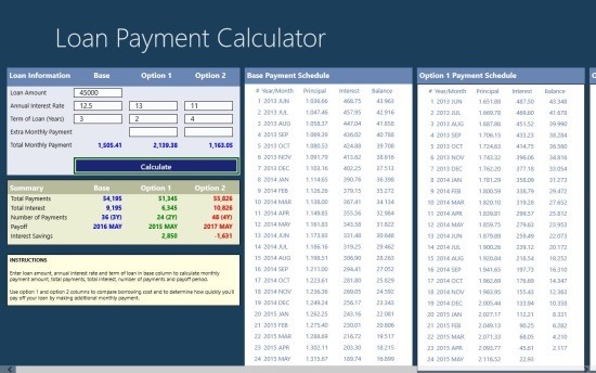 free Loan Payment Calculator App For Windows 8