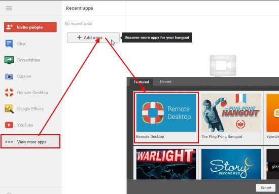 hangouts remote desktop add app